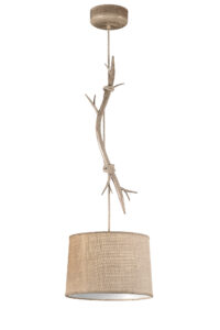 Ceiling Pendants - Mantra Sabina Pendant 35cm Round 1 x E27 (Max 40W) Imitation Wood Linen Shade (M6179)