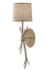 Wall Lighting - Mantra Sabina Wall Lamp 1 x E27 (Max 40W) Imitation Wood Linen Shade (M6180)
