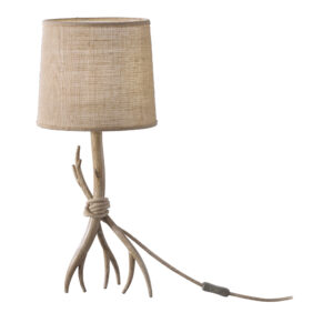 Table Lamps - Mantra Sabina Table Lamp 57cm 1 x E27 (Max 40W) Imitation Wood Linen Shade (M6181)