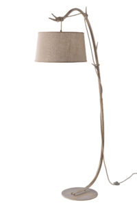 Floor Lamps - Mantra Sabina Floor Lamp 182cm 1 x E27 (Max 40W) Imitation Wood Linen Shade Item Weight: 18.2kg (M6182)