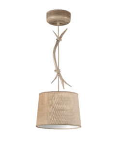 Ceiling Pendants - Mantra Sabina Pendant 30cm Round 1 x E27 (Max 20W) Imitation Wood Linen Shade (M6410)
