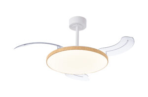 Ceiling Fans - Mantra Slim Fan Mini 40cm 45W LED Dimmable Ceiling Light With Built-In 25W DC Fan 2700-5000K Wood (M9009)