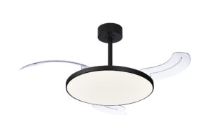 Ceiling Fans - Mantra Slim Fan Mini 40cm 45W LED Dimmable Ceiling Light With Built-In 25W DC Fan 2700-5000K Black (M9056)