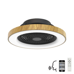Ceiling Fans - Mantra Tibet 65cm 70W LED Dimmable Ceiling Light With 35W DC Reversible Fan Wood Effect/Black (M7127)