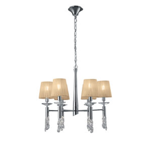 Ceiling Pendants - Mantra Tiffany 66cm Pendant 6+6 Light E14+G9 Polished Chrome With Soft Bronze Shades & Clear Crystal (M3851/SBS)