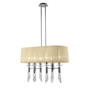 Ceiling Pendants - Mantra Tiffany Pendant 6+6 Light E27+G9 Oval Polished Chrome With Cream Shade & Clear Crystal (M3853/CS)