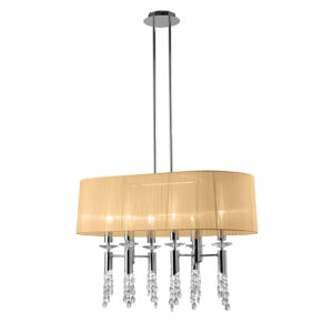 Ceiling Pendants - Mantra Tiffany Pendant 6+6 Light E27+G9 Oval Polished Chrome With Soft Bronze Shade & Clear Crystal (M3853/SBS)