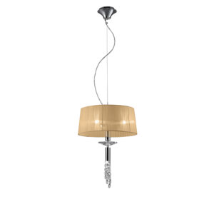 Ceiling Pendants - Mantra Tiffany 46cm Pendant 3+1 Light E27+G9 Polished Chrome With Soft Bronze Shade & Clear Crystal (M3858/SBS)