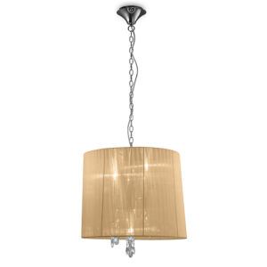 Ceiling Pendants - Mantra Tiffany 50cm Pendant 3+3 Light E14+G9 Polished Chrome With Soft Bronze Shade & Clear Crystal (M3860/SBS)