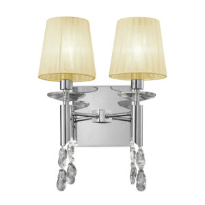 Wall Lighting - Mantra Tiffany Wall Lamp Switched 2+2 Light E14+G9 Polished Chrome With Cream Shades & Clear Crystal (M3863/S/CS)