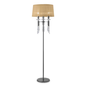 Floor Lamps - Mantra Tiffany Floor Lamp 3+3 Light E27+G9 Polished Chrome With Soft Bronze Shade & Clear Crystal (M3869/SBS)