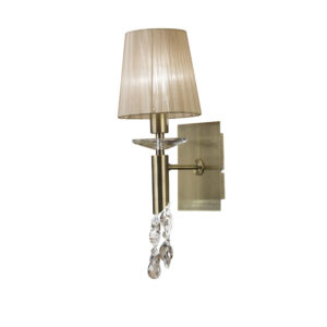 Wall Lighting - Mantra Tiffany Wall Lamp 1+1 Light E14 With Soft Bronze Shade Antique Brass/Crystal (M3884)