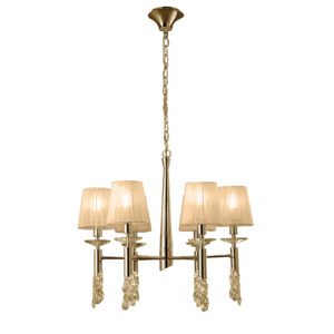 Ceiling Pendants - Mantra Tiffany 66cm Pendant 6+6 Light E14+G9 French Gold With Soft Bronze Shades & Clear Crystal (M3851FG/SBS)