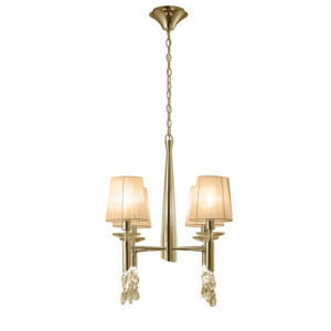Ceiling Pendants - Mantra Tiffany 55cm Pendant 4+4 Light E14+G9 French Gold With Soft Bronze Shades & Clear Crystal (M3852FG/SBS)