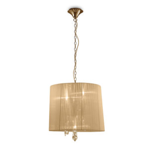 Ceiling Pendants - Mantra Tiffany 50cm Pendant 3+3 Light E14+G9 French Gold With Soft Bronze Shade & Clear Crystal (M3860FG/SBS)