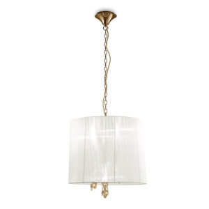 Ceiling Pendants - Mantra Tiffany 50cm Pendant 3+3 Light E14+G9 French Gold With White Shade & Clear Crystal (M3860FG/WS)