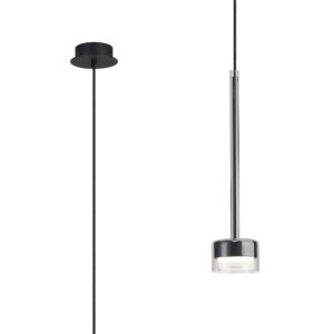 Ceiling Pendants - Mantra Tonic 9.8cm Dimmable Pendant 1 Light With Replaceable 12W LEDs 4000K Chrome/Black/Clear Glass (M7874/4000K)