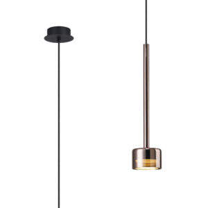 Ceiling Pendants - Mantra Tonic 9.8cm Dimmable Pendant 1 Light With Replaceable 12W LEDs 2700K Copper/Black/Copper Glass (M7877/2700K)
