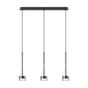 Ceiling Pendants - Mantra Tonic Linear Dimmable Pendant 3 Light With Replaceable 12W LEDs 2700K Bronze/Black/Bronze Glass (M7884/2700K)