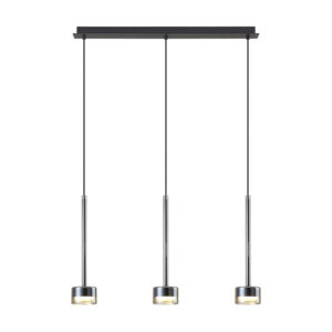 Ceiling Pendants - Mantra Tonic Linear Dimmable Pendant 3 Light With Replaceable 12W LEDs 3000K Bronze/Black/Bronze Glass (M7884/3000K)