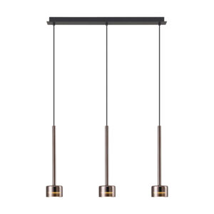 Ceiling Pendants - Mantra Tonic Linear Dimmable Pendant 3 Light With Replaceable 12W LEDs 3000K Copper/Black/Copper Glass (M7885/3000K)