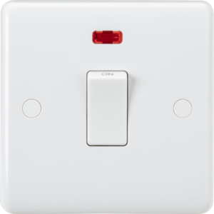 Curved Edge - Knightsbridge 32A 1G DP Switch with Neon and Flex Outlet from Base (CU8345NF)