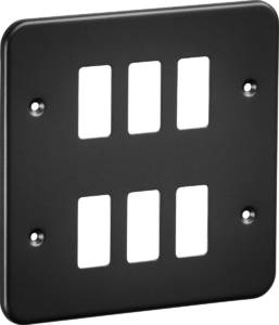 Metal Clad - Knightsbridge 6G Metalclad Grid Faceplate - Textured Sand Black Finish (GDFP006TB)
