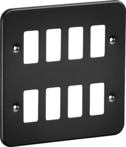 Metal Clad - Knightsbridge 8G Metalclad Grid Faceplate - Textured Sand Black Finish (GDFP008TB)