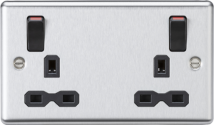 ML Accessories - Knightsbridge 13A 2G DP Switched Socket Urea Outboard Rockers with Red Flash (CL9001BCUR)