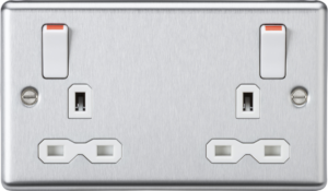 ML Accessories - Knightsbridge 13A 2G DP Switched Socket Urea Outboard Rockers with Red Flash (CL9001BCWUR)