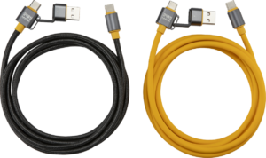 ML Accessories - Knightsbridge Twin Pack of Tradesmen's 2-in-1 240W Rated USB Charging cables 1.5m (AV240WPK)