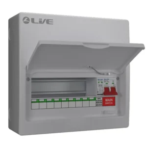 Live Electrical Consumer Unit 12 Mod 100A & 20/40kA SPD 9 Way