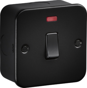Knightsbridge Metalclad 20A 1G DP Switch /w Neon Sand Black