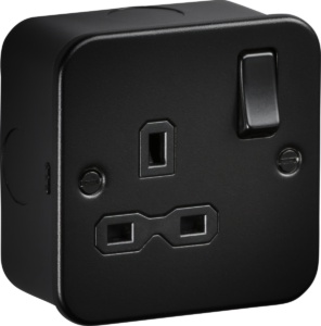 Knightsbridge Metalclad 13A 1G DP Switched Socket Sand Black