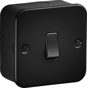 Knightsbridge Metalclad 20A 1G DP Switch Sand Black