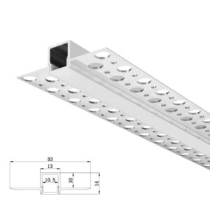 Arc LED Plaster-In Aluminium Flush Mount 2m Profile with Opal Diffuser