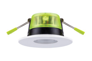 Integral Xfire Pro Maxi CCT & Wattage Switchable 70-90mm Cutout Fire-Rated Downlight 60&deg; Beam Dimmable w/White Bezel